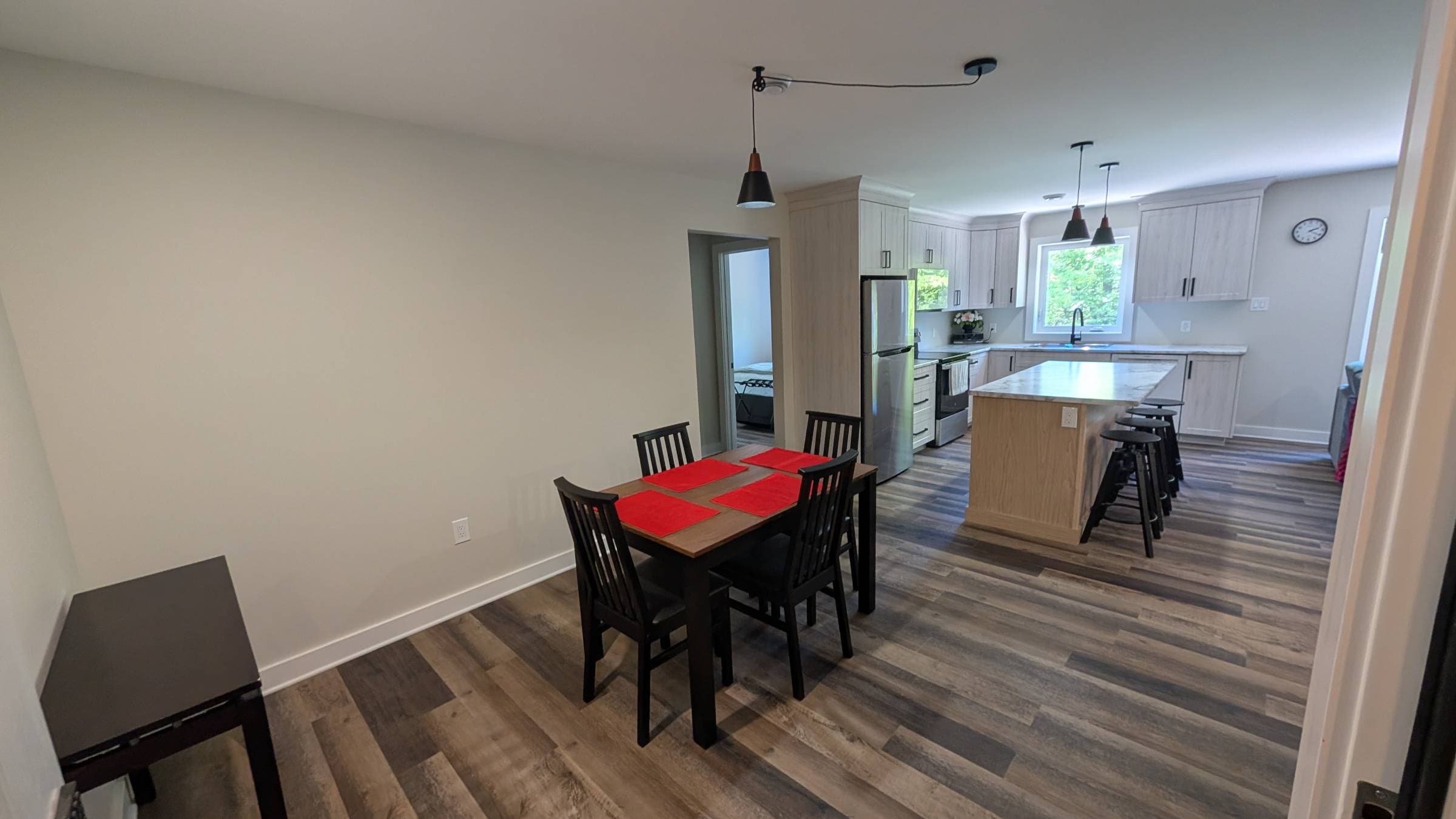 Ample room to sit 8 people for a group meal.